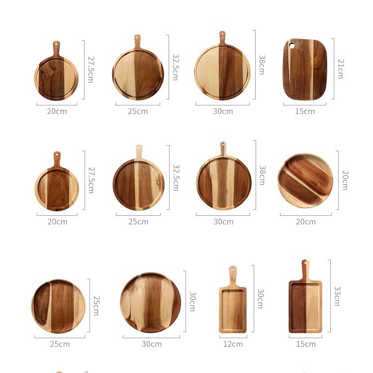 Bandeja rectangular de madera de acacia doméstica de estilo japonés portavasos de madera taza de agua taza de té placa Placa de almacenamiento bandeja de plato de cena