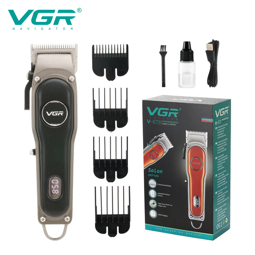 Metal Leather Body Hair Clipper High Power Salon Electric Styler with LCD Digital Display Gradient 673_voghion.com