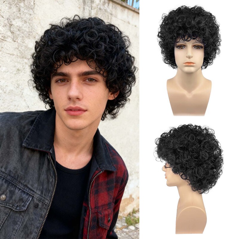 European and American Cross-Border Short Curly Wigs, Popular in Africa, Men's Small Curly Short Hair Wigs, Fluffy and Natural, Wholesale from Manufacturers European and American Cross-Border Short Curly Wigs, Popular in Africa, Men's Small Curly Short Hair Wigs, Fluffy and Natural, Wholesale from Manufacturers
