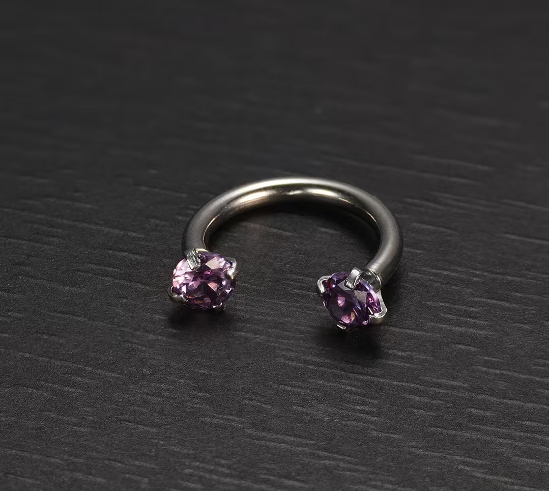Cross-Border European And American C-Shaped Horseshoe Rod Zircon Ring Earrings Nose Stud Stainless Steel Piercing_voghion.com