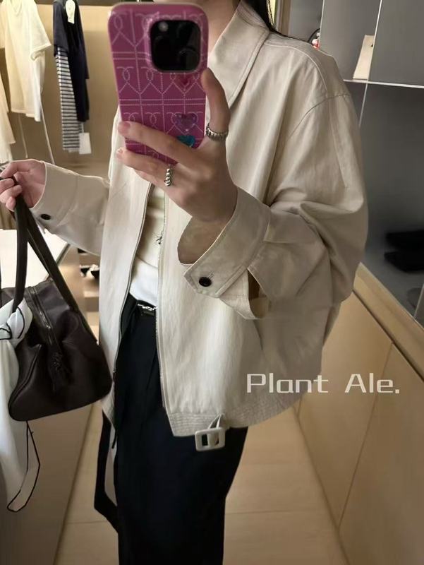 都市休闲设计感翻领拉链短款外套一秋季新款宽松百搭夹克女8M074|undefined