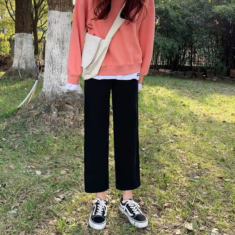 美式运动裤女2025秋冬新款高腰宽松个性潮流百搭休闲直筒阔腿长裤|undefined