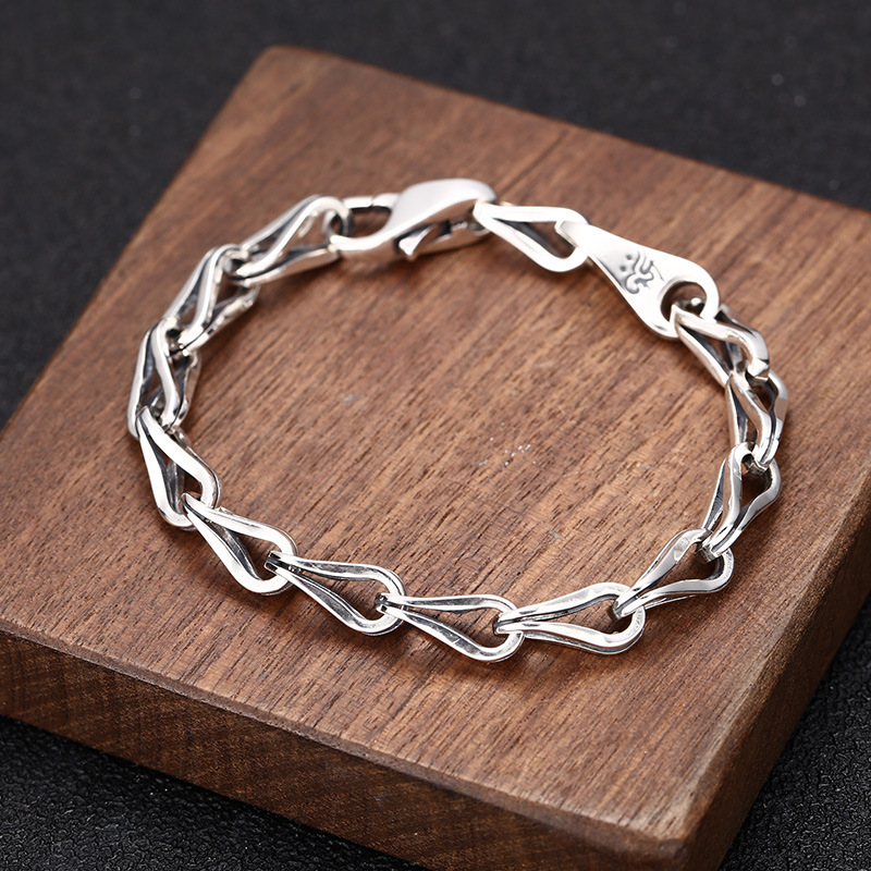 Wholesale s925 sterling silver hand jewelry Korean fashion trend men's and women's Thai silver personality melon seeds bracelet