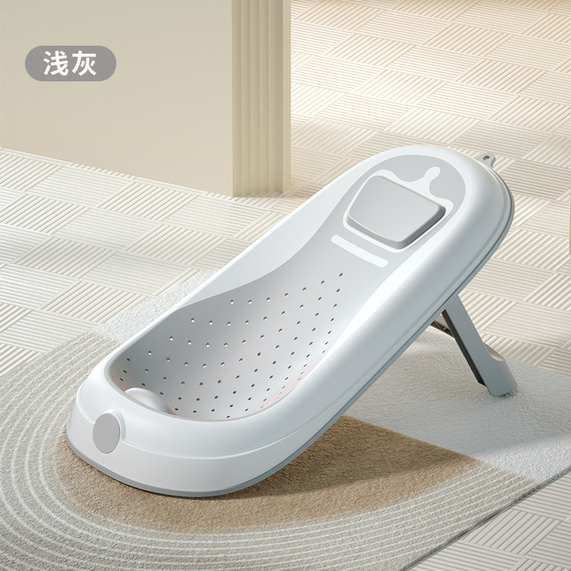 Soporte de baño de corona, baño de bebé, soporte de baño de temperatura para bebé, cama de baño de goma blanda plegable, bolsillo de red para recién nacidos