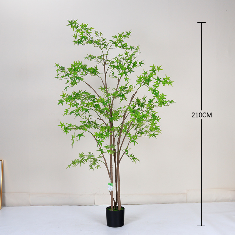 新しい模擬緑の植物、模擬カエデの葉の木、インターネット有名人の緑のカエデの木、ホテルのショッピングモールの緑の植物、模擬木、屋内および屋外の装飾|undefined