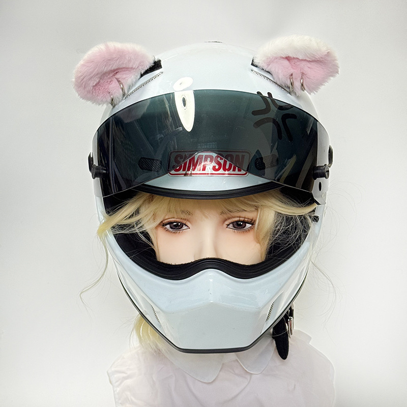 Cute Plush Rabbit Ear Helmet Decoration Motorcycle Ski Helmet Accessories