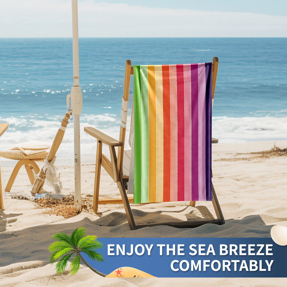 New Microfiber Beach Towel Digital Printed Surf Towel On Color Strip Series_voghion.com