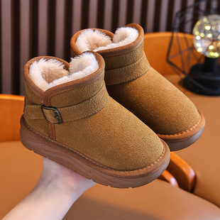 Children's snow boots 2024 new winter girls' boots autumn and winter fleece-lined boys snow cotton baby shoes cotton shoes