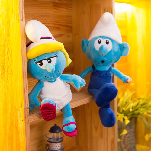 New Creative Blue Smurf Plush Toy Grabber Doll Stuffed Animal for Girls' Birthday Gift, Factory Direct Sale