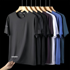 氷爽速乾tシャツ男性夏の薄手スポーツ半袖ゆるいフィットネスウェアトレーニングランニング服アウトドア上着
