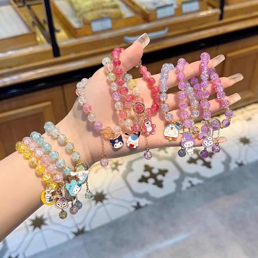 Pequeño libro rojo con pulsera de cristal con cuentas de explosión encantadora y multifacética de dibujos animados de perros de jade Gui para estudiantes para enviar a sus mejores amigos