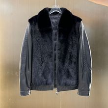 整貂水貂皮大衣真皮皮衣男短款山羊皮夹克鹅绒羽绒服皮毛一体外套