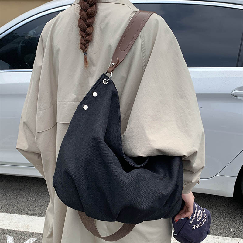 日系托特包2025新款女士大容量帆布袋复古通勤手提包单肩斜挎大包|undefined