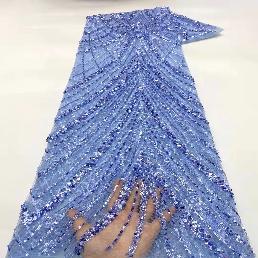 Industria pesada Africana lentejuelas encaje de alta calidad bordado malla vestido de novia tela con cuentas encaje jx1929