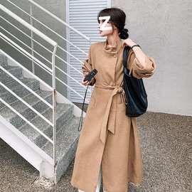 卡其色复古时髦风衣外套女中长款2024新款感气质显瘦流行大衣百搭