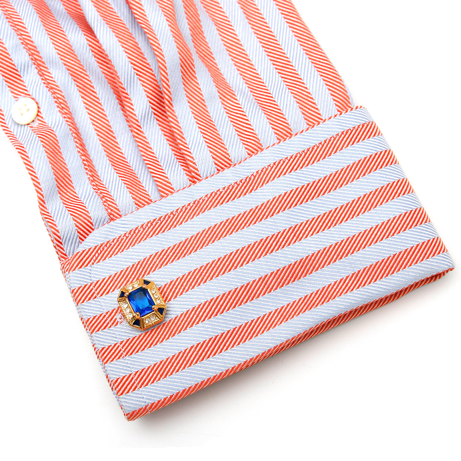 Hombres mancuernas transfronteriza venta caliente de alta calidad de la luz de lujo con incrustaciones de circón azul cuadrado camisa de oro gemelos XK23028