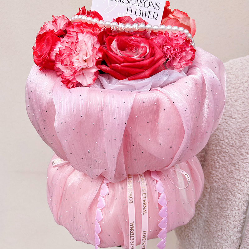 Alto sentido bouquet embalaje hilo flor material de embalaje Material de embalaje floral de tela de seda hilo de diamante estrella coreana flash fino