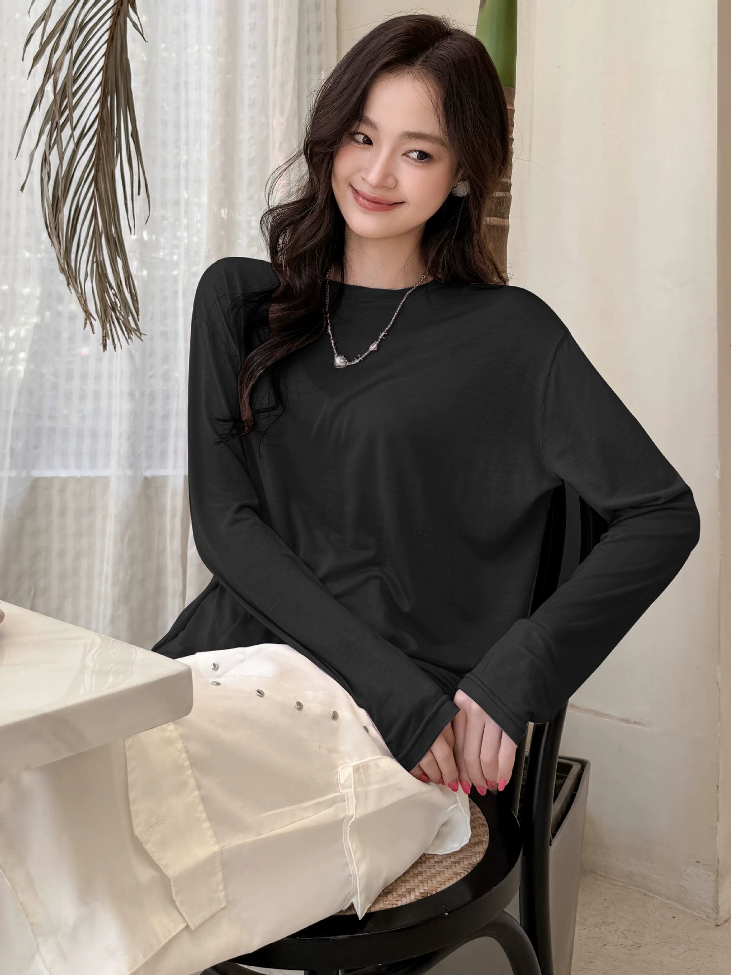 Long-sleeve, summer ultra thin base T-shirt, oversize