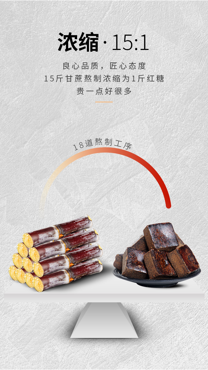 Traditional Cane Sugar Blocks with Ginger 15g Individually Wrapped Yunnan Hong Tang for Warm Daily Drinks key features