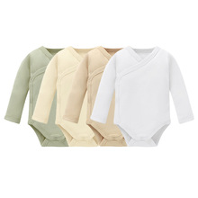 亚马逊产品婴幼儿棉偏襟长爬爬爬服和尚服欧美色系跨境