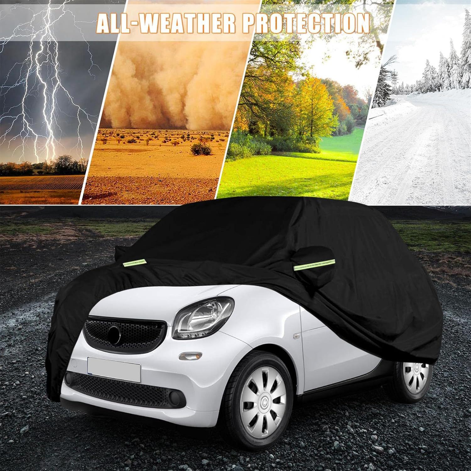 Ready Supply of Cross-Border Car Covers Black Heat-Absorbing Car Covers Waterproof Sun Protection Rain Uv Protection Car Covers