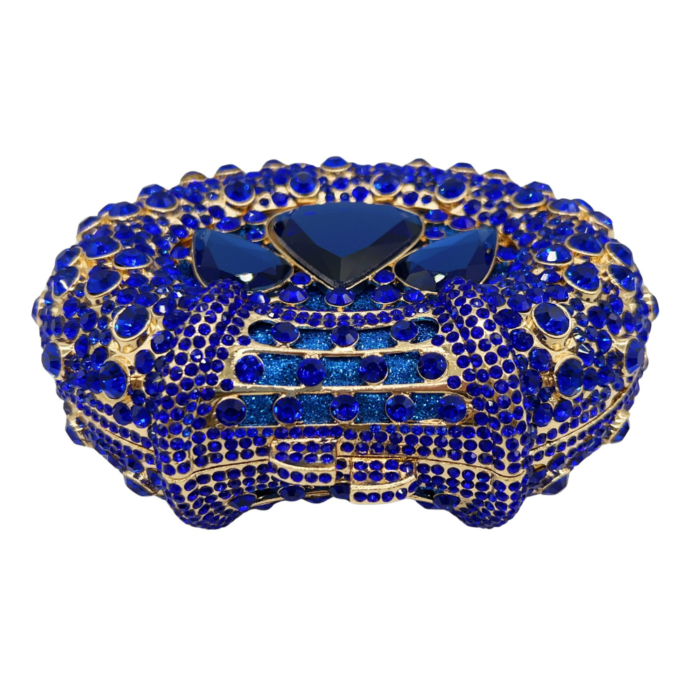 Túi clutch nữ đính đá pha lê dạ tiệc, thiết kế rỗng kim cương, kèm dây xích đeo vai — Màu đỏ, Màu xanh ngọc, Màu xanh đậm, Màu bạc xanh lam chi tiết 1