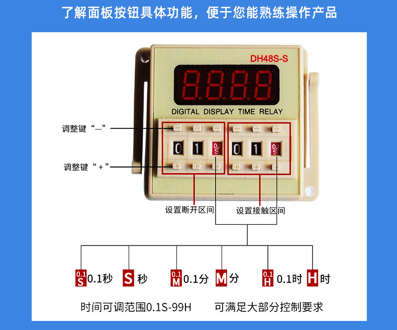 厂家批发DH48S-S数显时间继电器AC220V可调通电计时器循环继电器详情10