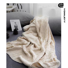 2023新款竹節紋毛線毯子居家休閑針織毯床搭床尾毯沙發蓋毯批發