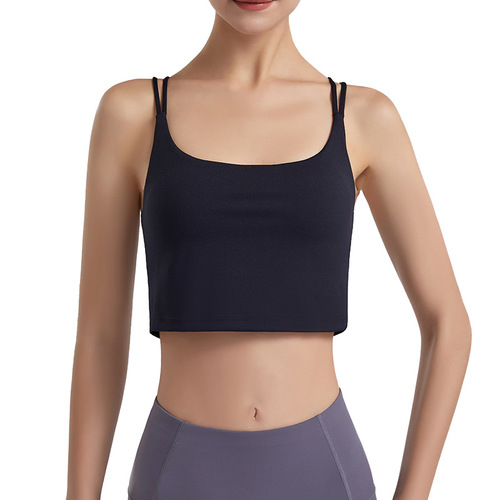 Cross-border new lulu women's sports yoga bra double-sided suspenders sexy back shock-proof quick-drying sports bra