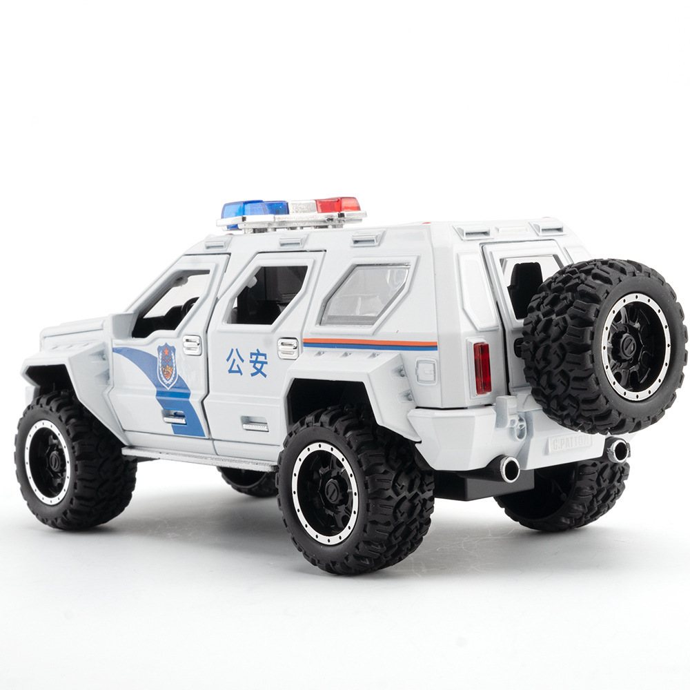Modelo de coche de aleación de simulación de coches 1:24 George Barton Tire hacia atrás coche de policía con sonido y luz modelo de coche de juguete colección de decoración