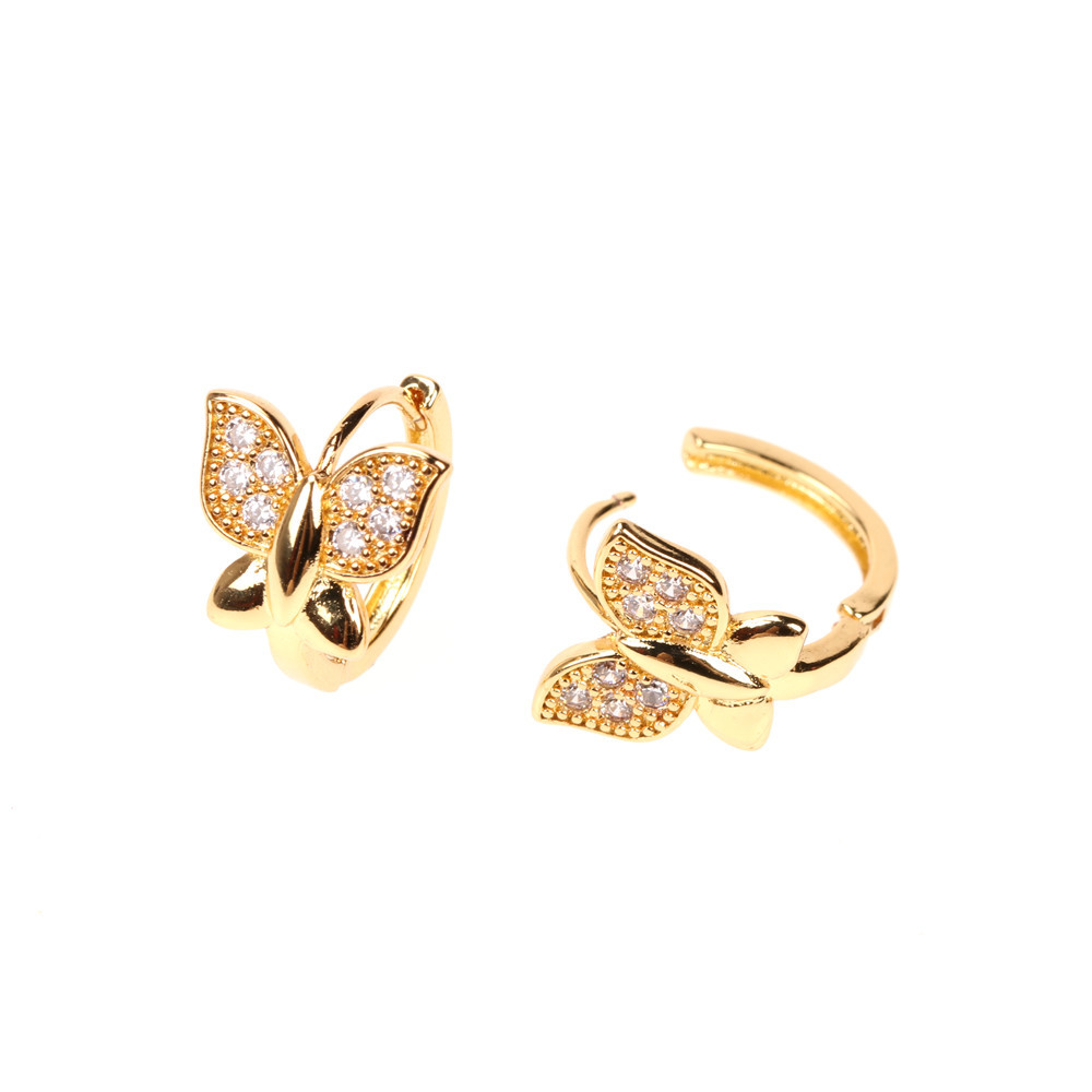 Wholesale Jewelry Simple Butterfly Shape Copper Micro-inlaid Zircon Earrings Nihaojewelry display picture 3