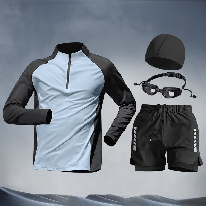 Swimsuit Men's Long-Sleeved Sun Protection Swimming Suit New Youth Swimming Trunks Top Full Set Adult Hot Spring Equipment Swimsuit Men's Long-Sleeved Sun Protection Swimming Suit New Youth Swimming Trunks Top Full Set Adult Hot Spring Equipment