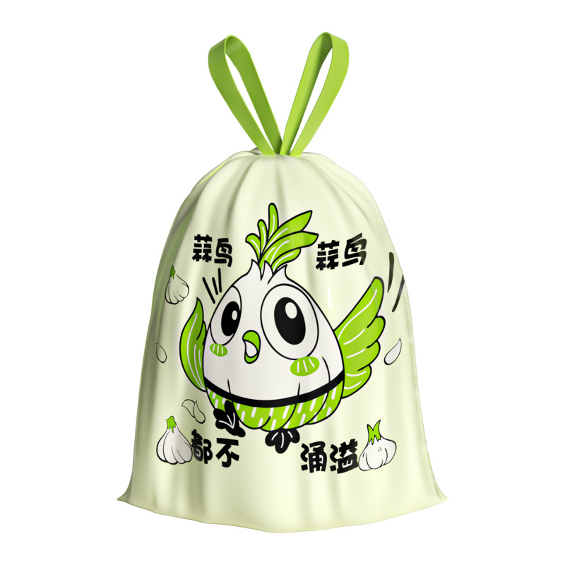 免撕抽绳垃圾袋家用手提式加厚款厨房卡通印花自动收口大号塑料袋|undefined