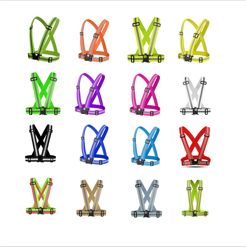 ​现货弹力安全带 马甲交通夜跑骑行反光衣服背心荧光印字背带