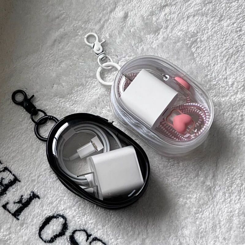 Data Cable Charger Charging Storage Transparent Winding Portable Earphone Storage Box Mobile Phone Organizer