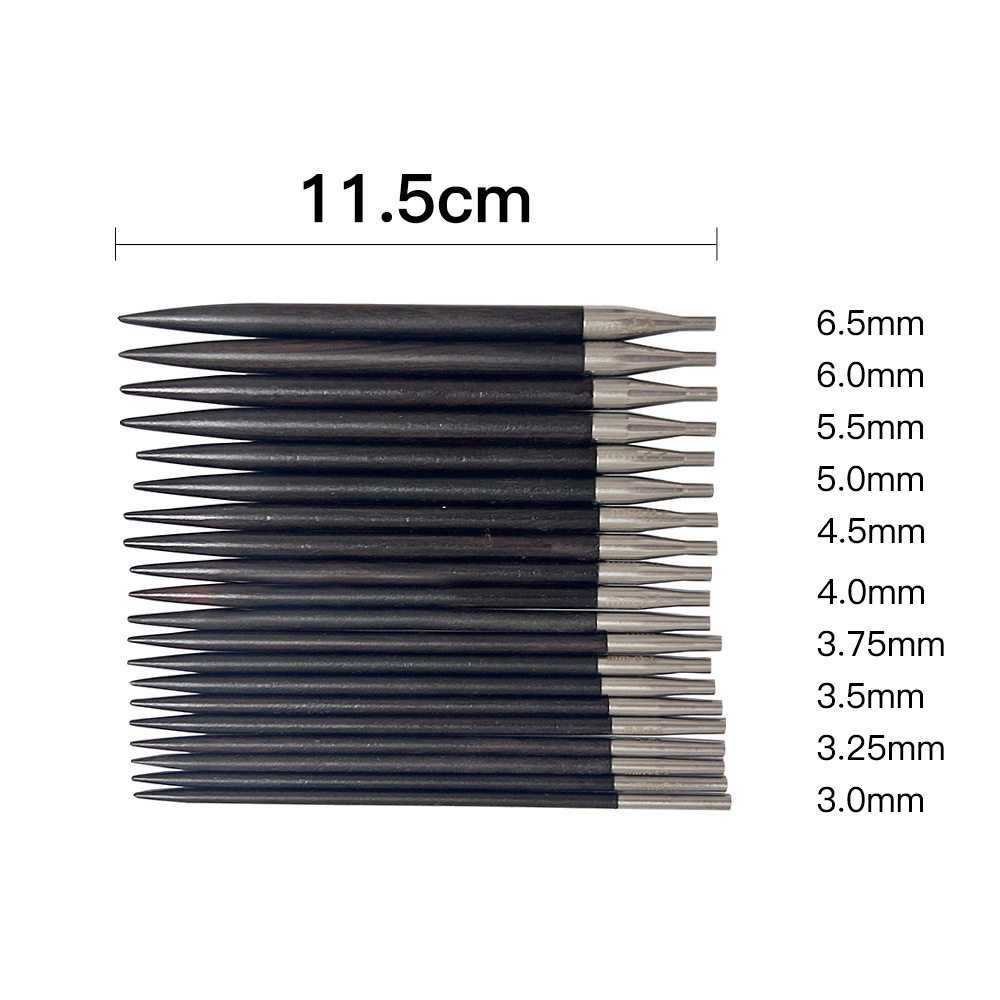 Herramienta de tejido nuevo conjunto de agujas de anillo de desmontaje de ébano, un conjunto de 10 paquetes de 3.0-6.5mmPU