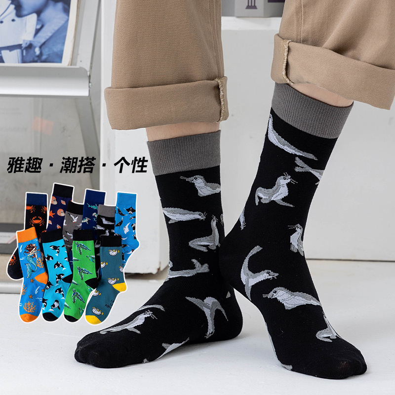 亚马逊跨境中筒原创潮袜男欧美街头潮流长袜女秋冬跨境外贸棉袜子|undefined