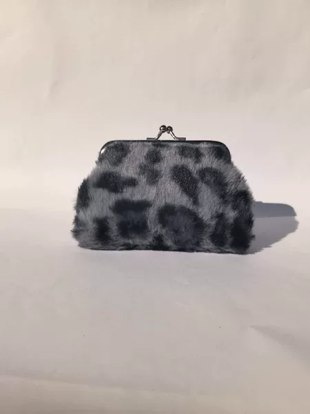 Factory Direct Sales Popular Model 4inch Plush Leopard Print Coin Purse Clip Bag Fashionable Coin Bag Bank Card Small Wallet