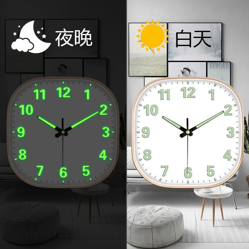 時計家庭用壁掛け夜光掛け時計寝室客間石英時計円形時計軽贅沢壁掛け時計|undefined
