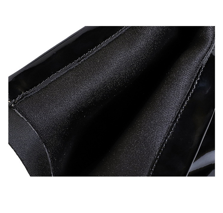 ShoeVault 6632-1 Korean Style Fashion Versatile Hidden Wedge Heel Shiny Patent Leather Short Slimming Women's And Ankle Boots_vogvips.com