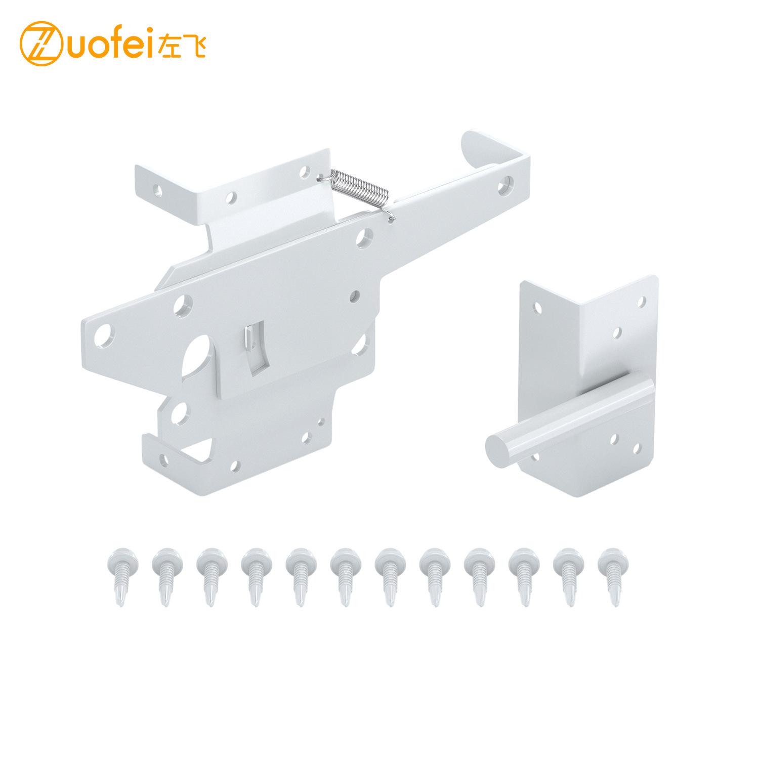 White Heavy-Duty Stainless Steel Self-Locking Latch for Fence, Automatic Gate Lock Latch Hardware Cross-Border Supply