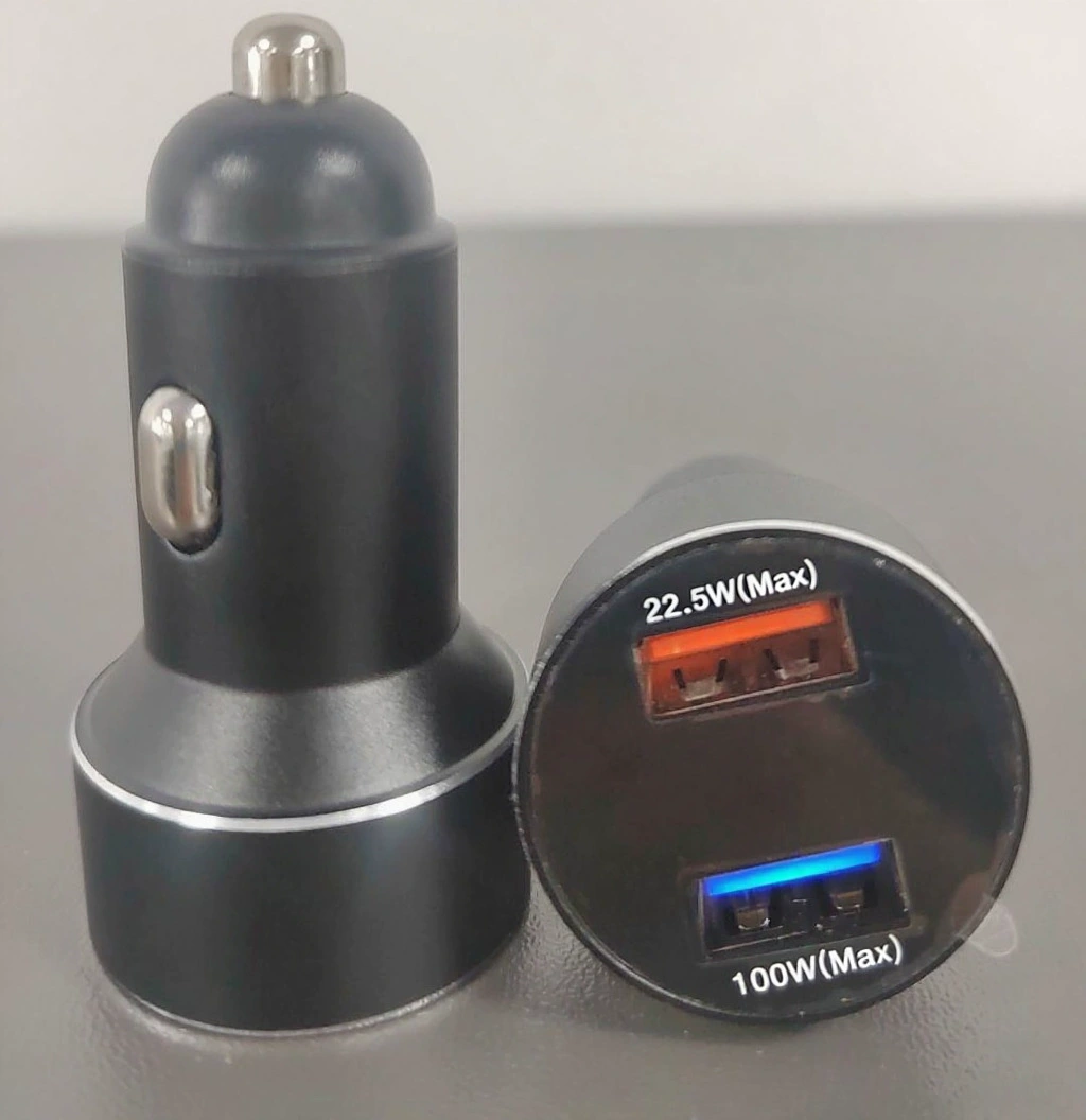 Новый 100w двойной порт USB автомобильного зарядного устройства qc3.1+pd цифровой дисплей алюминиевый сплав быстрая зарядка головка автомобильного зарядного устройства одно на два