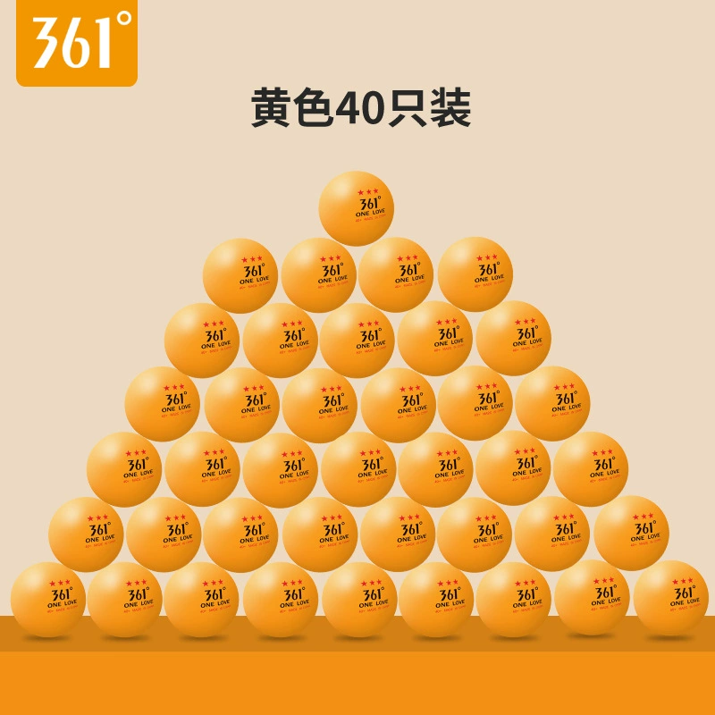 Table tennis ball (361°) 3‑star competition, 40+ mm, pack 30/50/60, white or yellow