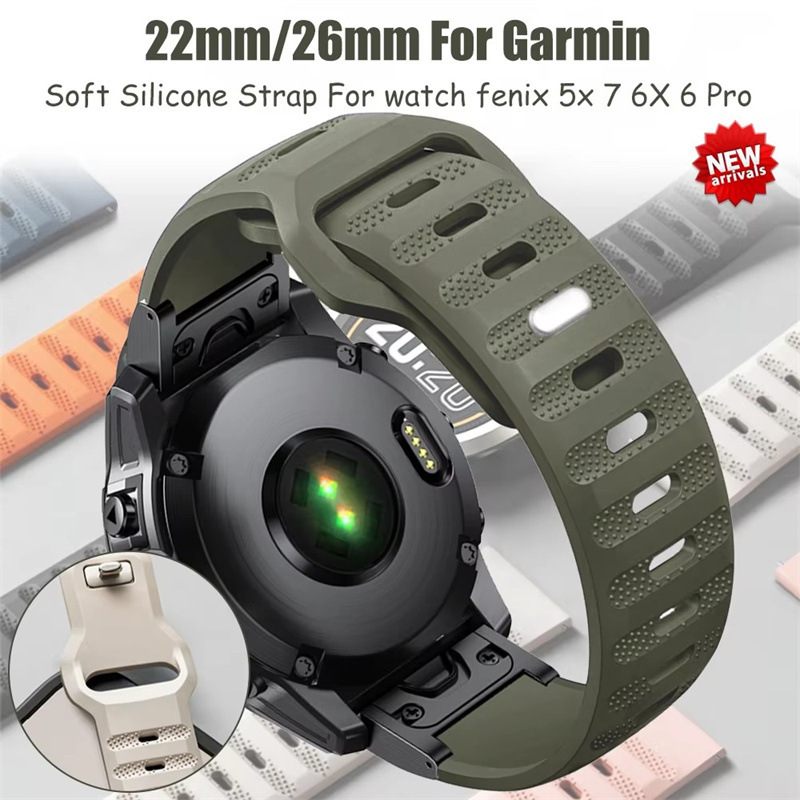 Suitable for Jiaming Fenix 8 7 7pro7X 6 6X Pro Quick Release Silicone Strap 22/26mm Watch Strap