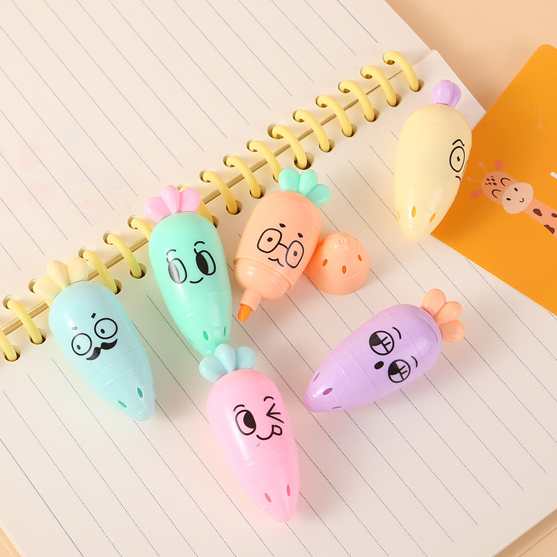 Mini resaltador súper lindo, dibujo de dibujos animados de estudiante, marcador de pintura, punto clave del fabricante al por mayor