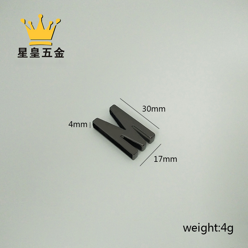 螺丝固定枪黑色字母穿带扣M型包带装饰扣30*17mm