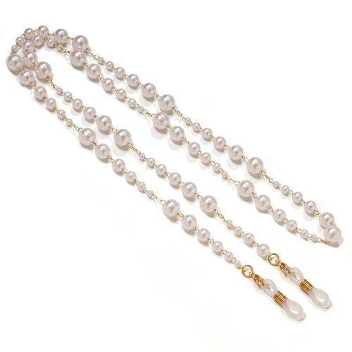 Versatile hanging neck glasses chain anti-lost lanyard chain retro pearl crystal beaded necklace temperament chain thick electroplating