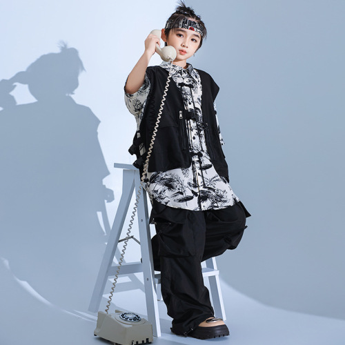 Girls' Jazz Dance Costume Cool Japanese Street Dance Performance Suit Set Children's Hip-Hop Hiphop Fashion Show Stage Trend