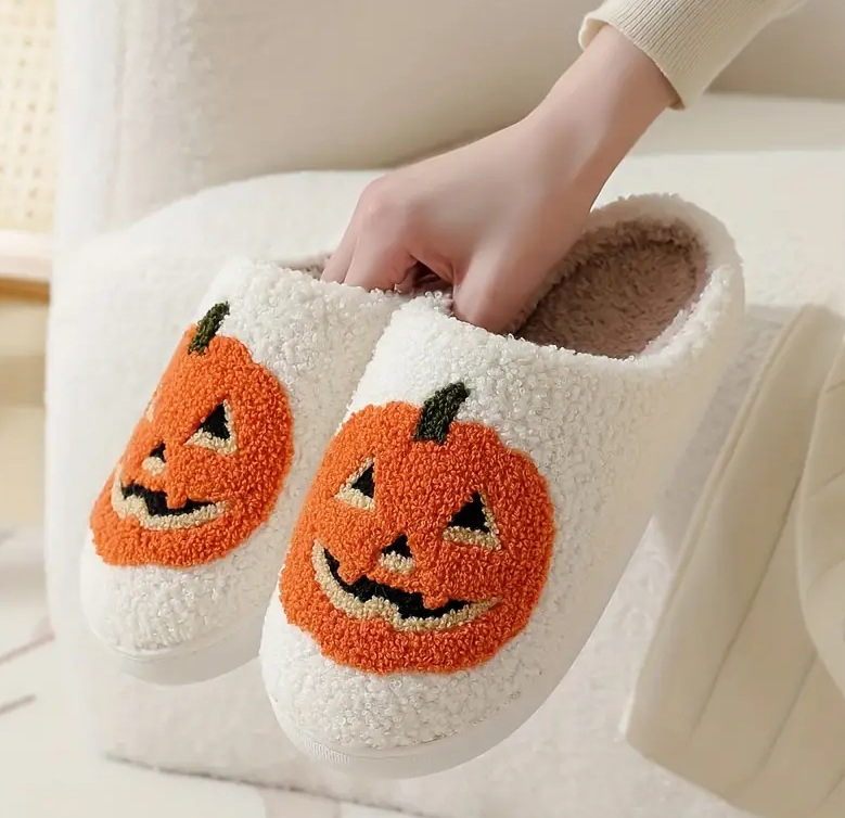 Zapatillas de algodón de calabaza para hombre y mujer, versión coreana de otoño e invierno, para parejas, hogar, interior, suela gruesa bonita, antideslizantes con dibujos animados