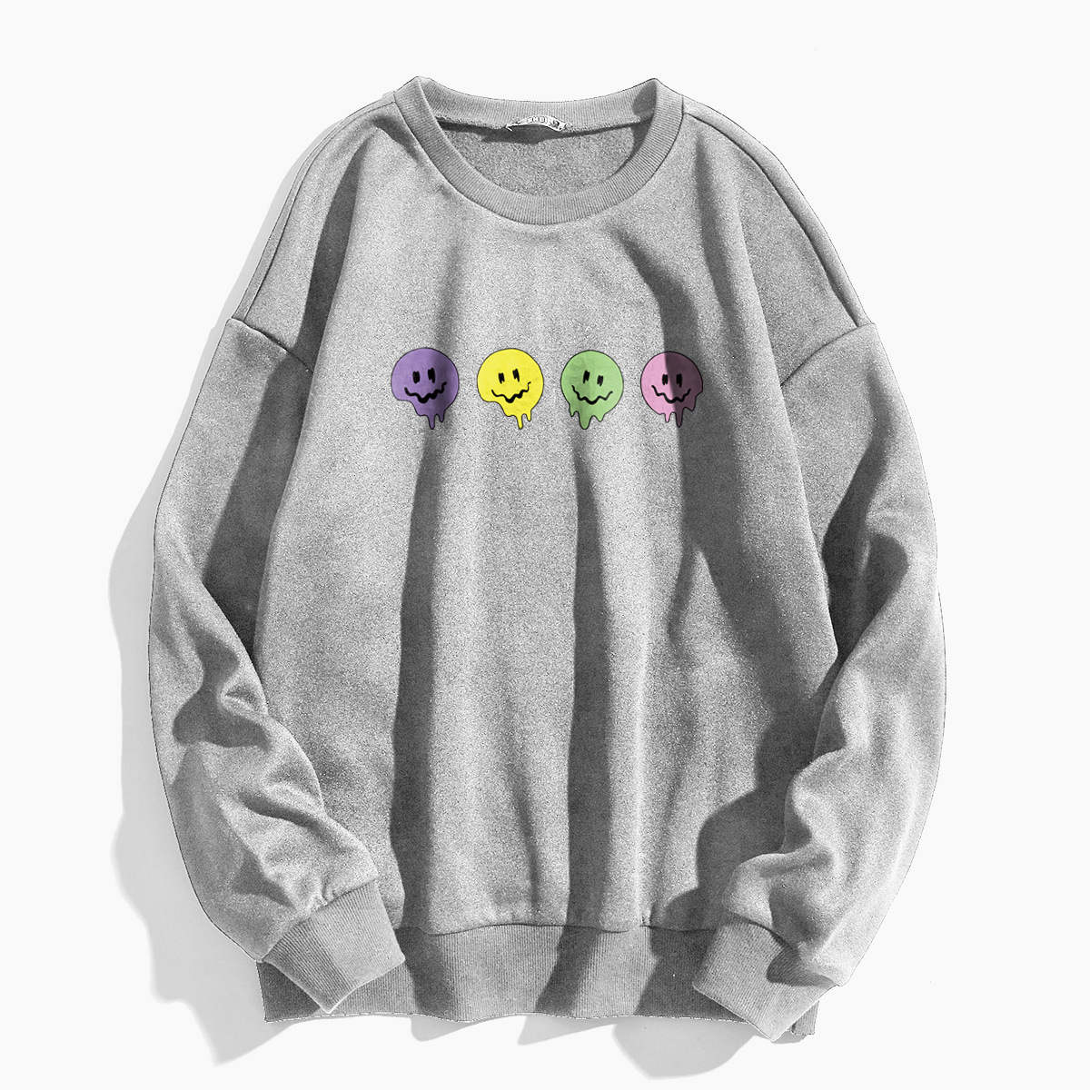 women s four-color smiley face pattern printing round neck long-sleeved sweatshirt nihaostyles clothing wholesale  NSGMX77848